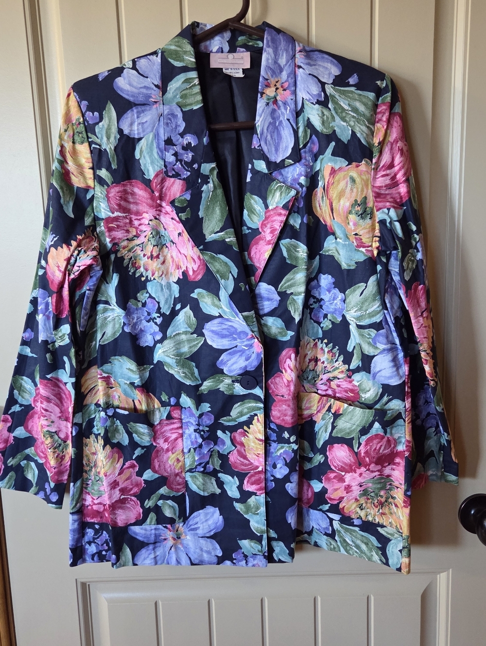 VTG 90s Classic Directions Floral Blazer Jacket Made in USA Size 14